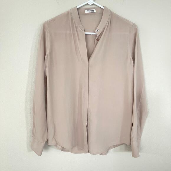 Everlane Silk Button Down Blouse Taupe (XS) - Picture 1 of 8